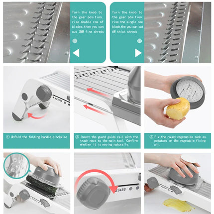 LMETJMA Ultra Sharp Mandoline Slicer Upgraded Vegetable Slicer Kitchen Adjustable Thickness Food Cutter Slicer Dicer KC0450