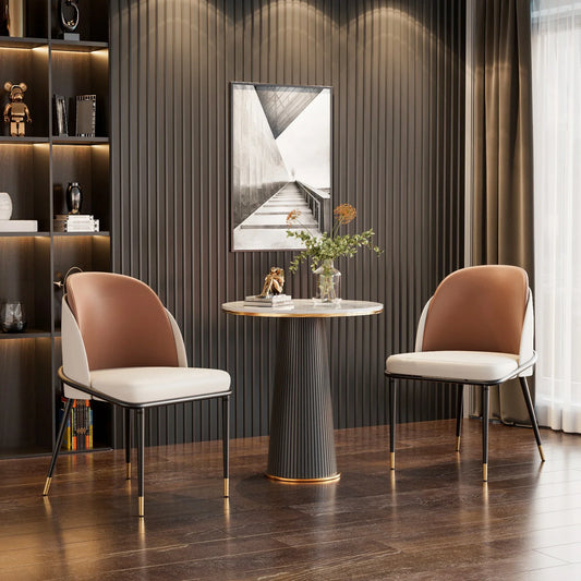 Luxurious Upholstered Dining Room Chairs Set, Microfiber Silicone Leather, 2 Colors, Kitchen Chairs