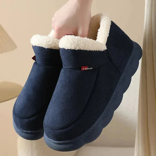 Bebealy Men Shoes Fur Women Slippers Winter House Shoes For Women Indoor Plush Warm Women Shoes 2024 Casual Home Shoes For Men