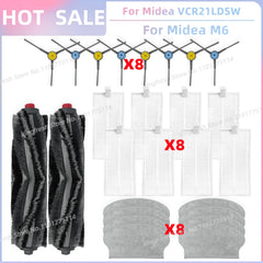 Fit For Midea VCR21LDSW / Midea M6 / Eureka NER600 Robot Vacuum Parts Main Roller Side Brush Hepa Filter Mop Cloth Accessories