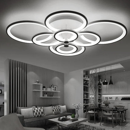KOMORE Modern Circular LED Semi Flush Ceiling Light, 54 W/94W/142W Cool White for Nordic Decor for Office, Living Room, Bedroom