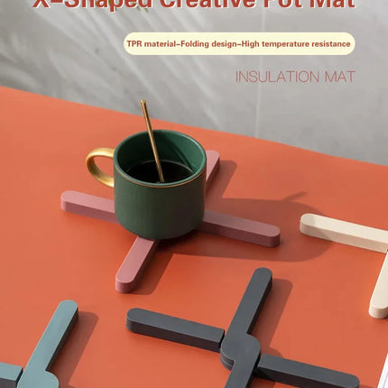 Silicone Heat Resistant Pad Foldable Non-Slip Pot Pan Mat Table Placemat Dish Plate Cross Holder Coaster Kitchen Table Trivet