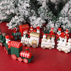 Wooden Train Christmas Ornaments Santa Cake Decoration Merry Christmas Navidad New Year Party Table Decoration Kids Gifts Toys