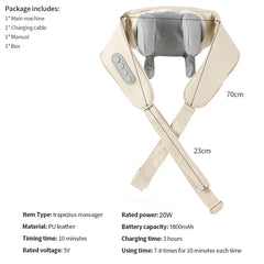 20W Beige Neck And Shoulder Massager Wireless Shoulder And Back Kneading Massage Shawl Trapezius Neck Cervical Masajeador
