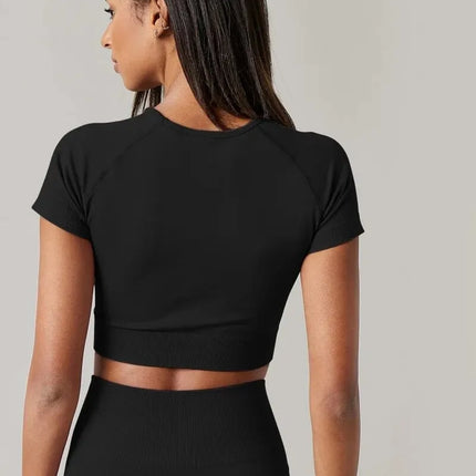 Women Yoga Top Seamless Sport T Shirts Fitness Clothes Short Sleeve Yoga Shirt Gym Top Running Active Wear Sport Top