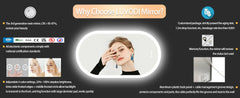 Backlit Smart LED Bathroom Mirror: Oval Dimmable 3 Colors Anti-Fog Mirrors with Light Memory - IP65 CRI95 Large Wall Mounted