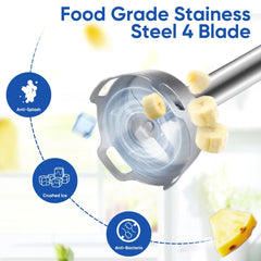 BioloMix 5 in 1 Immersion Hand Blender,1500W Blender with 304 Stainless Steel Blade,Food Processor,Smoothies Puree Baby Food