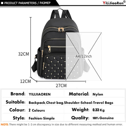 Fashion Bagpack Women High Quality Nylon Backpacks Female Big Travel Back Pack Large School Bags for Teenage Girls Shoulder Bag