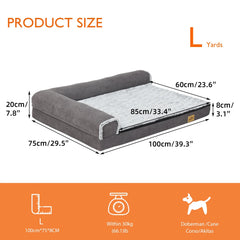 BigngoPaw Heavy Duty Dog Bed for Large Medium Super Soft L-shape Pet Calming Bed Chaise Sofa Kennel Mat w/ Removable Plush Cover