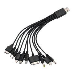 10In1 USB to Multi-ports USB Cable Universal Phone Charging Cable Multi-head Charging Cable Cord For Samsung Nokia Phone Charger