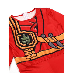 Boys Japanese Ninja Onesie Play Costume Printed Green Cartoon Anime Mask Costume Japanese Samurai Fork Halloween Dress Up Party