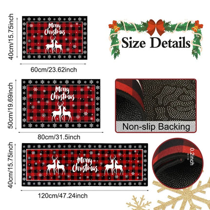Plaid Christmas Tree Floor Mat Home Kitchen Absorbent Non-slip Mat Merry Christmas Decoration For Home 2024 Happy New Year 2025