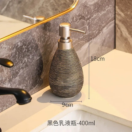 Creative Retro Style Ceramic Push-Type Soap Dispenser With Pump,  Hand Soap Bottle, Suitable For Bathrooms Kitchens And Toilets