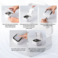 Household Ultrasonic Cleaner Ultrasound Jewelry Cleaner UV Light Sterilization Ultrasonic Dentures Retainer Washing Machine