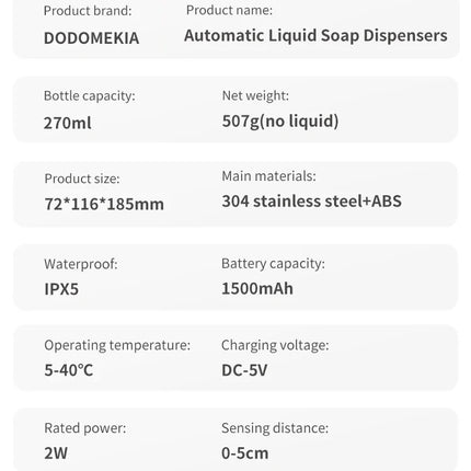 Kitchen Soap Machine Automatic Sensor Out of Hand Sanitizer Smart Electric Body Wash Soap Dispenser 304 Stainless Steel