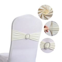 10pcs High-end Hotel Wedding Decoration Butterfly Knot Backrest Flower Spandex Chair Ribbon Chair Cover Elastic Strap