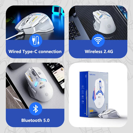 Inphic IN9 Wireless Gaming Mouse Rechargeable Ergonomics Bluetooth Mouse RGB Lighting Effect Desktop Computer Laptop Universal