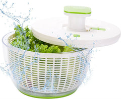 LMETJMA QuickPush Salad Spinner Large 6.3QT Vegetable Washer Dryer Strainer Drainer with Drain Salad Bowl and Colander JT400