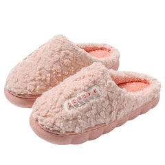 Eyriphy New Fashion Cotton Slippers For Women Winter Warm House Shoes Curly Faux Cotton Bedroom Slides Non-Slips Comfort Slipper