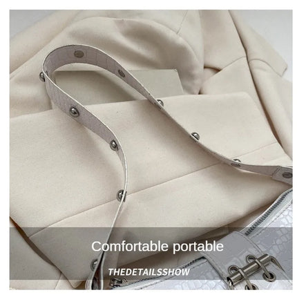 Women Fashion Shoulder Bag Gothic Ladies Bag Cool Style Trendy Rock Girls Handbag Y2K Rivet Chain for Travel Vacation Daily