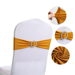 10pcs High-end Hotel Wedding Decoration Butterfly Knot Backrest Flower Spandex Chair Ribbon Chair Cover Elastic Strap