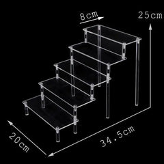 Acrylic Riser Display Stand Perfume Organizer Shelves for Amiibo Funko Figures Toys Cupcake Desserts Collection Cosmetic Jewelry