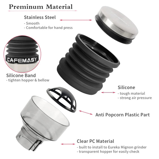 Coffee Beans Grinder Single Dose Hopper and Bellows Coffee Grinder Bean Bin Blowing Cleaning Tool For Eureka Mignon Grinder