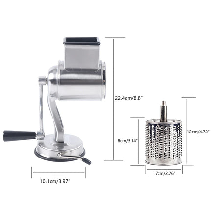 Multi-functional Cheese Grater Rotary Fruit Vegetable Slicer Shredder 5Drum Blade Stainless Steel
