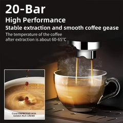 BioloMix 20 Bar Semi Automatic Powder Coffee Machine,with Milk Steam Frother Wand, for Espresso, Cappuccino, Latte and Mocha