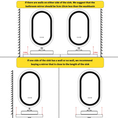 LUVODI Luxury Oval Led Illuminated Bathroom Mirror Gold Aluminum Frame with Demister Pad