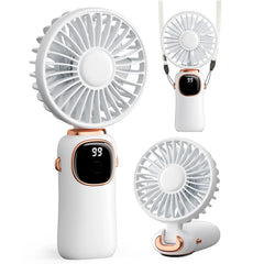 coldsky Portable Handheld Fan 4000mAh Battery Operated Fan 5 Speed with LED Display Handheld/Neck/Desk 3 in 1 Personal Small Fan
