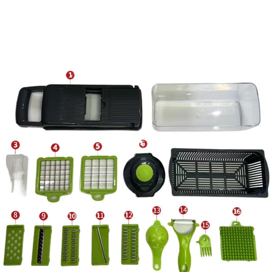 16/14 in 1 Multifunctional Vegetable Chopper Handle Food Grate Food Chopper Vegetable Slicer Dicer Cut Kitchen Items cocina
