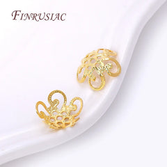 8/10MM 18K Gold Plated Brass Metal Hollow Beads Caps Flower Caps For Beads For DIY Beading Jewelry Making Supplies Wholesale
