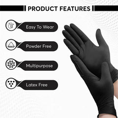 Black Nitrile Disposable Gloves 20/100Count 4Mil Latex Free Textured Cleaning Gloves for Industrial Mechanic Tattoo Automotive