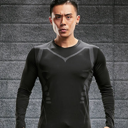 Quick Drying Tight Fitting Suit For Men'S Long Sleeved Sports Cycling Top, Running, Fitness, Football Training, Basketball Shirt