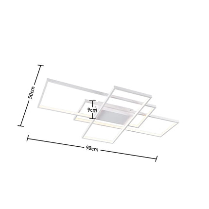 KOMORE Neutral Style Rectangular LED Semi Flush Ceiling Light,  White / Stepless Dimming for Office, Living Room, Bedroom