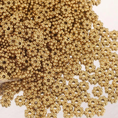 50pcs Stainless Steel Daisy Snowflake Flower Spacer Beads Gold Plated Loose Bead Cap for DIY Needlework Jewelry Making Bracelet