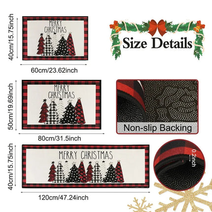 Plaid Christmas Tree Floor Mat Home Kitchen Absorbent Non-slip Mat Merry Christmas Decoration For Home 2024 Happy New Year 2025