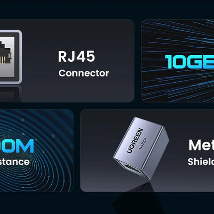 UGREEN RJ45 Connector 10Gbps Network Extender Extension for Cat8 Cat7 Cat6 Ethernet Cable Adapter Gigabit Female to Female