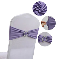 10pcs High-end Hotel Wedding Decoration Butterfly Knot Backrest Flower Spandex Chair Ribbon Chair Cover Elastic Strap