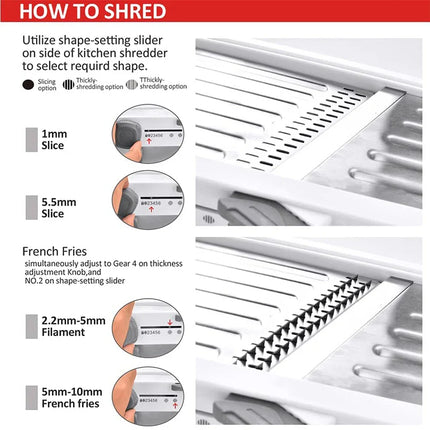 LMETJMA Ultra Sharp Mandoline Slicer Upgraded Vegetable Slicer Kitchen Adjustable Thickness Food Cutter Slicer Dicer KC0450