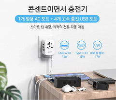 LENCENT Universal Travel Adapter with 3 USB Ports 1Type-C PD Charging All-in-one Travel Adapter EU/UK/USA/AUS Plug for Travel
