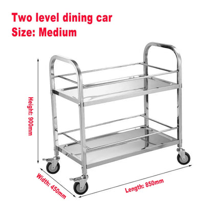 Stainless Steel Cart with Thickened Three Layers- Kitchen Utility Cart for Serving  Collecting Dishes Multi-functional Trolley