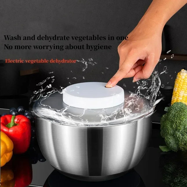 Stainless steel Vegetable Dehydrator Electric Cleanse Dryer Strainer Fruit and Vegetable Dry Wet Separation Dehydrator Kitchen