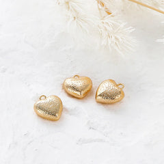 4pcs/lot 14K 18K Gold Plated Heart Charm with Jump Ring Necklace Making Supplies Solid Love Pendant For DIY Jewelry Accessories