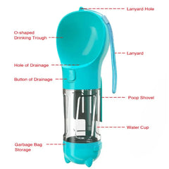 300/500ml Pet Water Food Dispenser 3 in 1 Leak Proof Pet Dog Water Bottle with Trash Bag Box and Shovel Dog Food Feeder Puppy