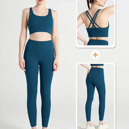 2 Piece Yoga Clothes Women's Tracksuit Athletic Wear Pilates Fitness Suit Gym Workout Push Up Clothes Sports Bra Leggings Suit