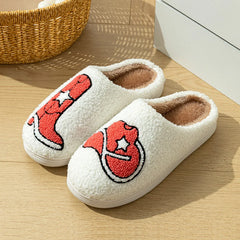 Cowgirl Style Fashion Boot Women Slippers Cool Hat Fluffy Country Nashville Comfortable Cozy Comfy Houseshoes Winter Shoes