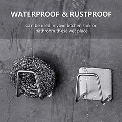 1-6pcs Kitchen Stainless Steel Sink Sponges Holder Self Adhesive Drain Drying Rack Shelf Household Wall Hooks Storage Organizer