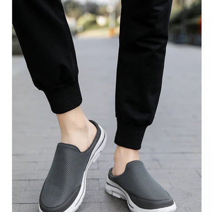 2024 Summer new breathable mesh shoes outdoor non-slip walking shoes comfortable sandals men half slippers casual loafers 35-48